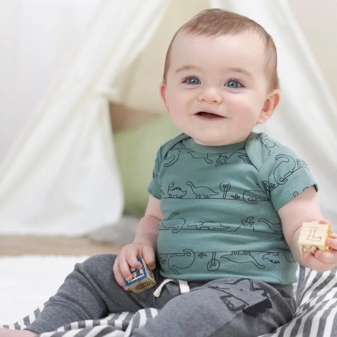 Organic 3-Pack Baby Boys Dino Short Sleeve Onesies® Bodysuits