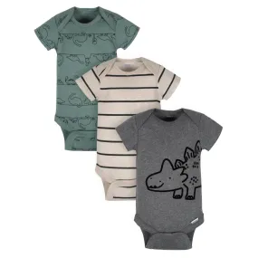 Organic 3-Pack Baby Boys Dino Short Sleeve Onesies® Bodysuits