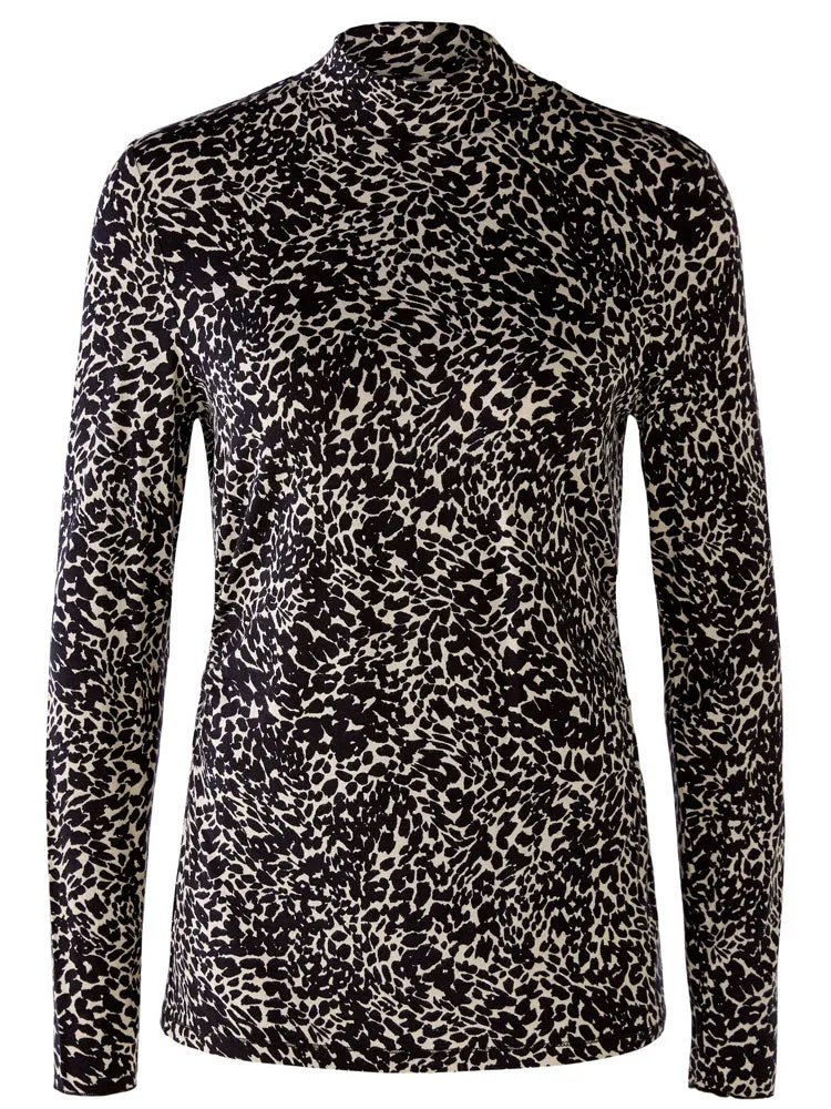 Oui Turtleneck Printed Shirt Black