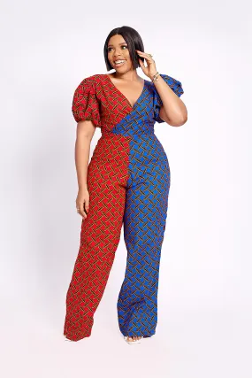 PALOMA AFRICAN PRINT JUMPSUIT (RED)