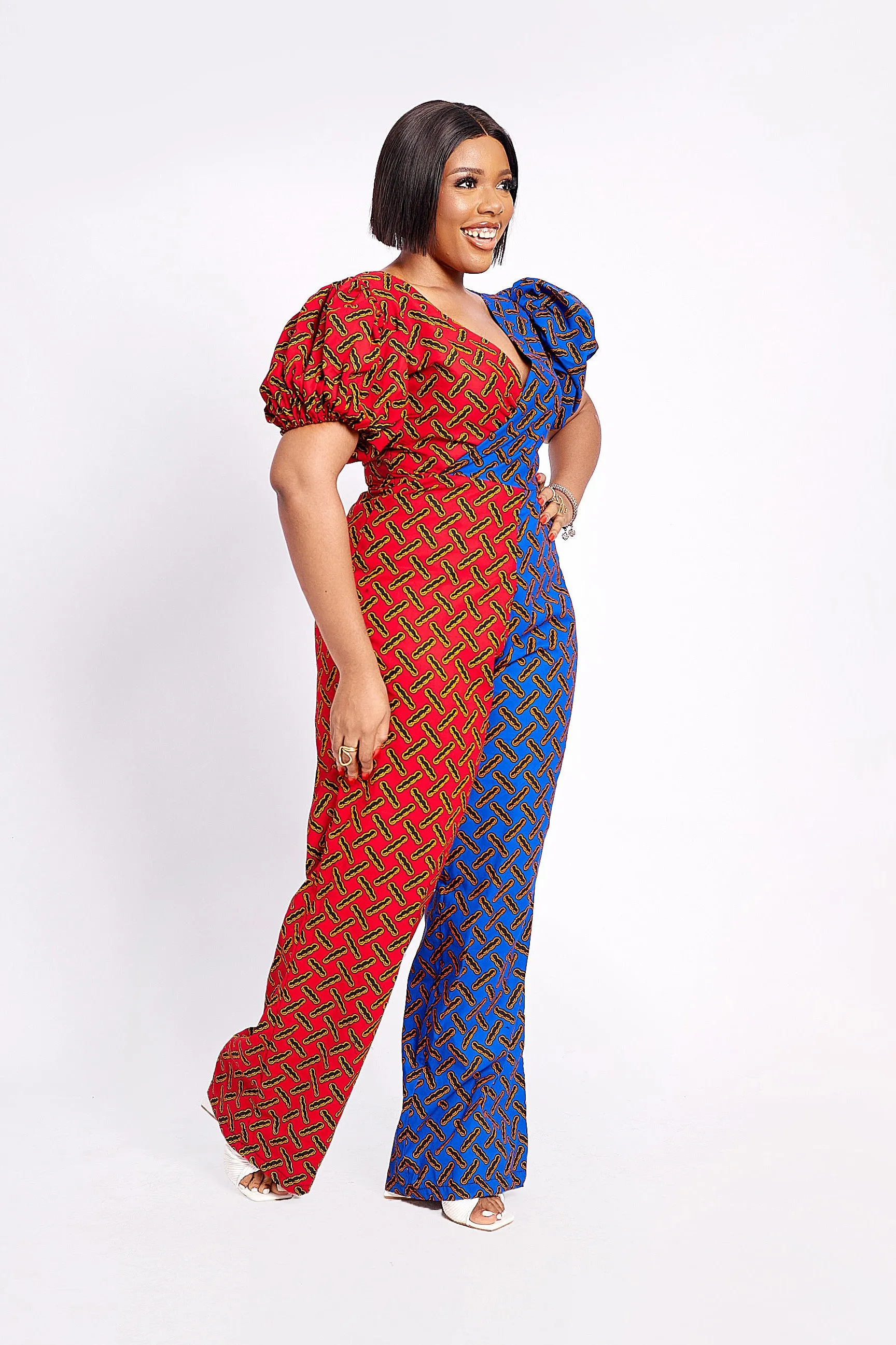 PALOMA AFRICAN PRINT JUMPSUIT (RED)