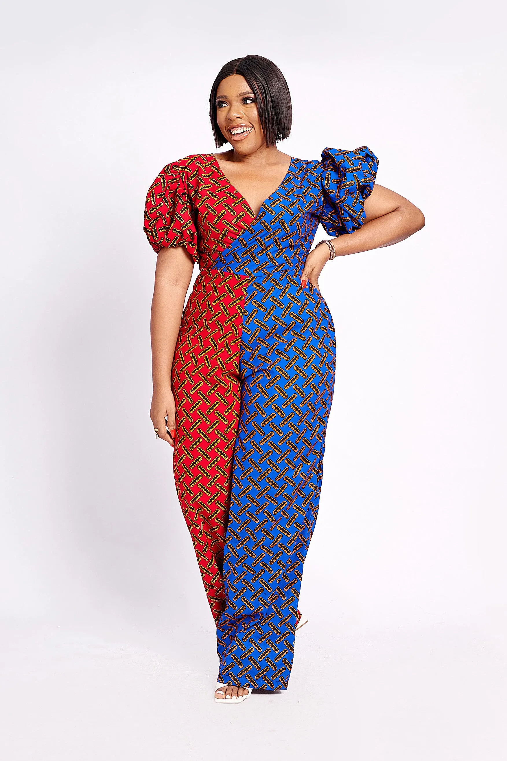 PALOMA AFRICAN PRINT JUMPSUIT (RED)