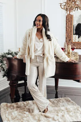 Park Avenue Plush Coat in Cream