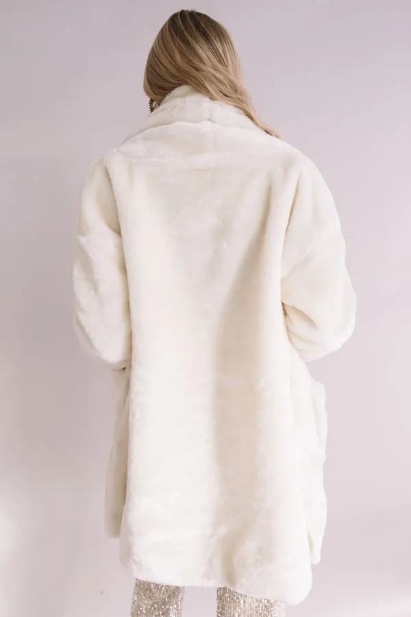 Park Avenue Plush Coat in Cream