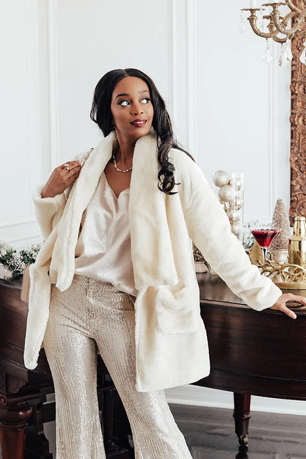 Park Avenue Plush Coat in Cream