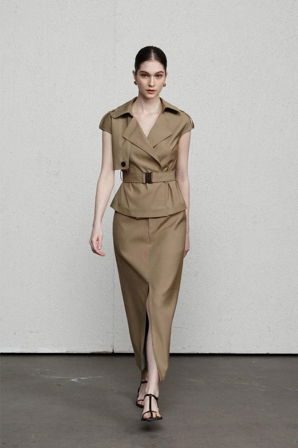 Penelope Straight Storm Flap Khaki Jacket