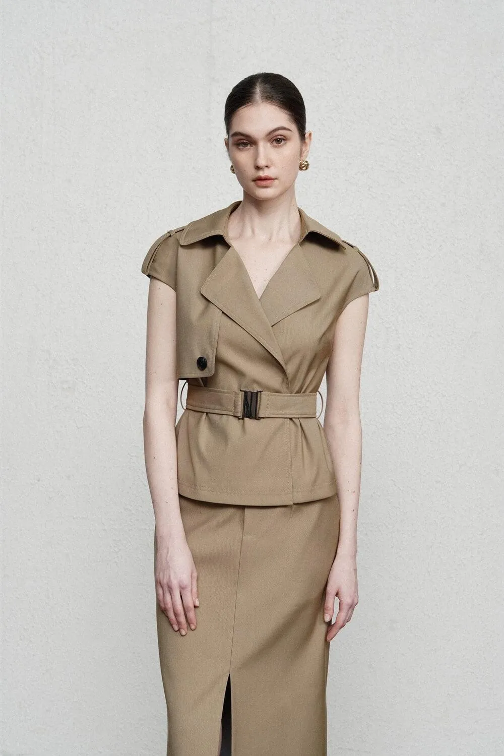 Penelope Straight Storm Flap Khaki Jacket