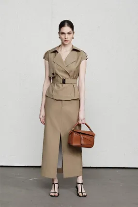 Penelope Straight Storm Flap Khaki Jacket