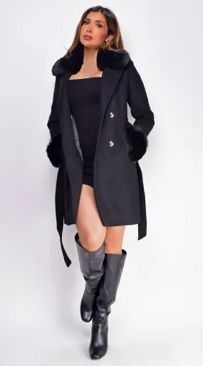 Polina Black Fur Coat