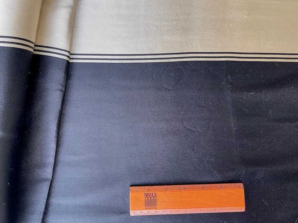 Ralph Lauren Elegant Creamy Parchment & Obsidian Heavy Double-Faced Silk Duchess Satin (Made in Italy)