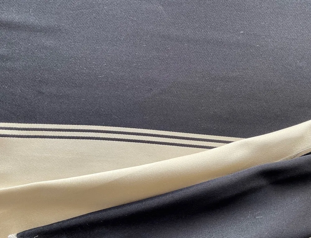 Ralph Lauren Elegant Creamy Parchment & Obsidian Heavy Double-Faced Silk Duchess Satin (Made in Italy)