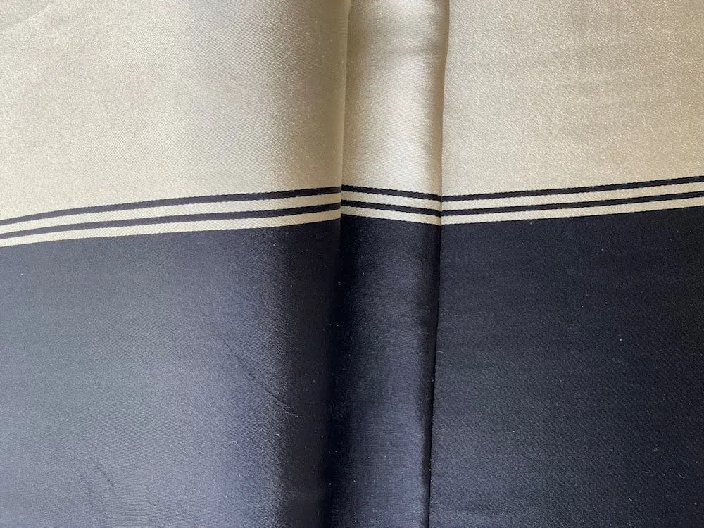 Ralph Lauren Elegant Creamy Parchment & Obsidian Heavy Double-Faced Silk Duchess Satin (Made in Italy)