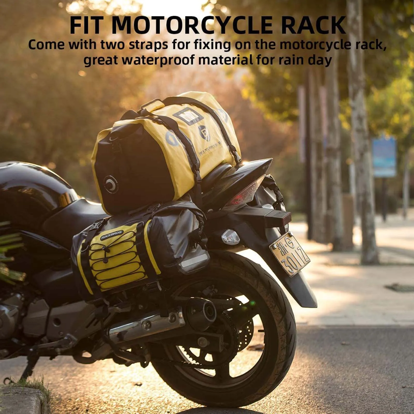 ROCKBROS Motorcycle Saddle Bag 100% Waterproof Travel Bag with Shoulder Straps