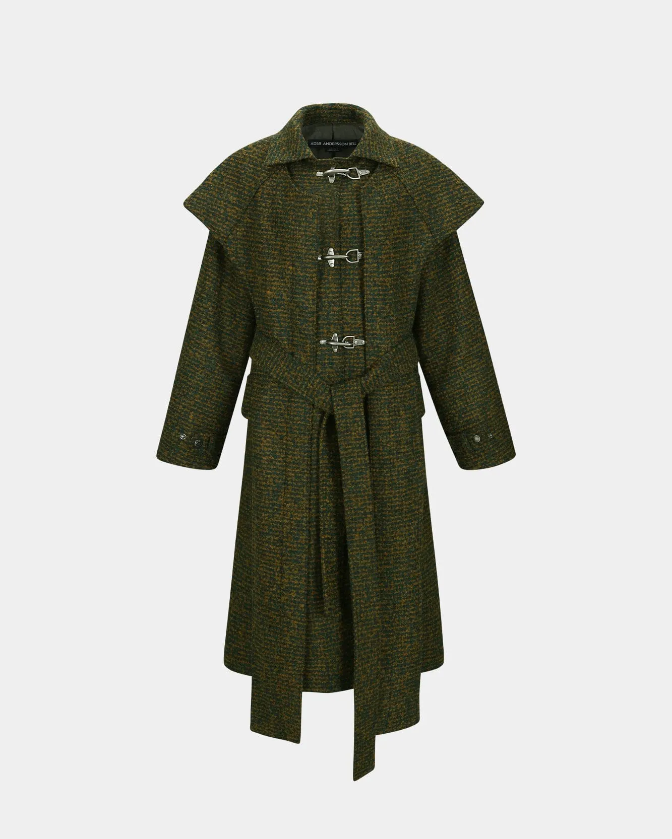 SCARF DOUBLE-LAYERED COAT awa662w(GREEN)