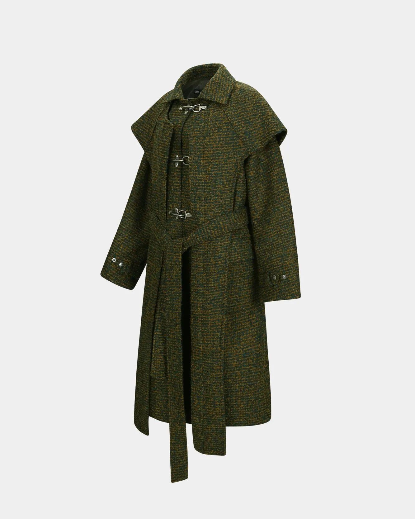 SCARF DOUBLE-LAYERED COAT awa662w(GREEN)