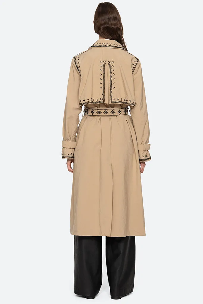 Sea New York - Mille Embroidery Trench Coat - Khaki