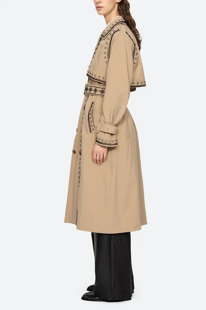 Sea New York - Mille Embroidery Trench Coat - Khaki