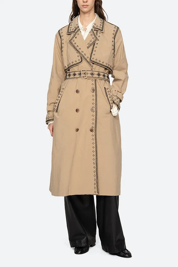 Sea New York - Mille Embroidery Trench Coat - Khaki