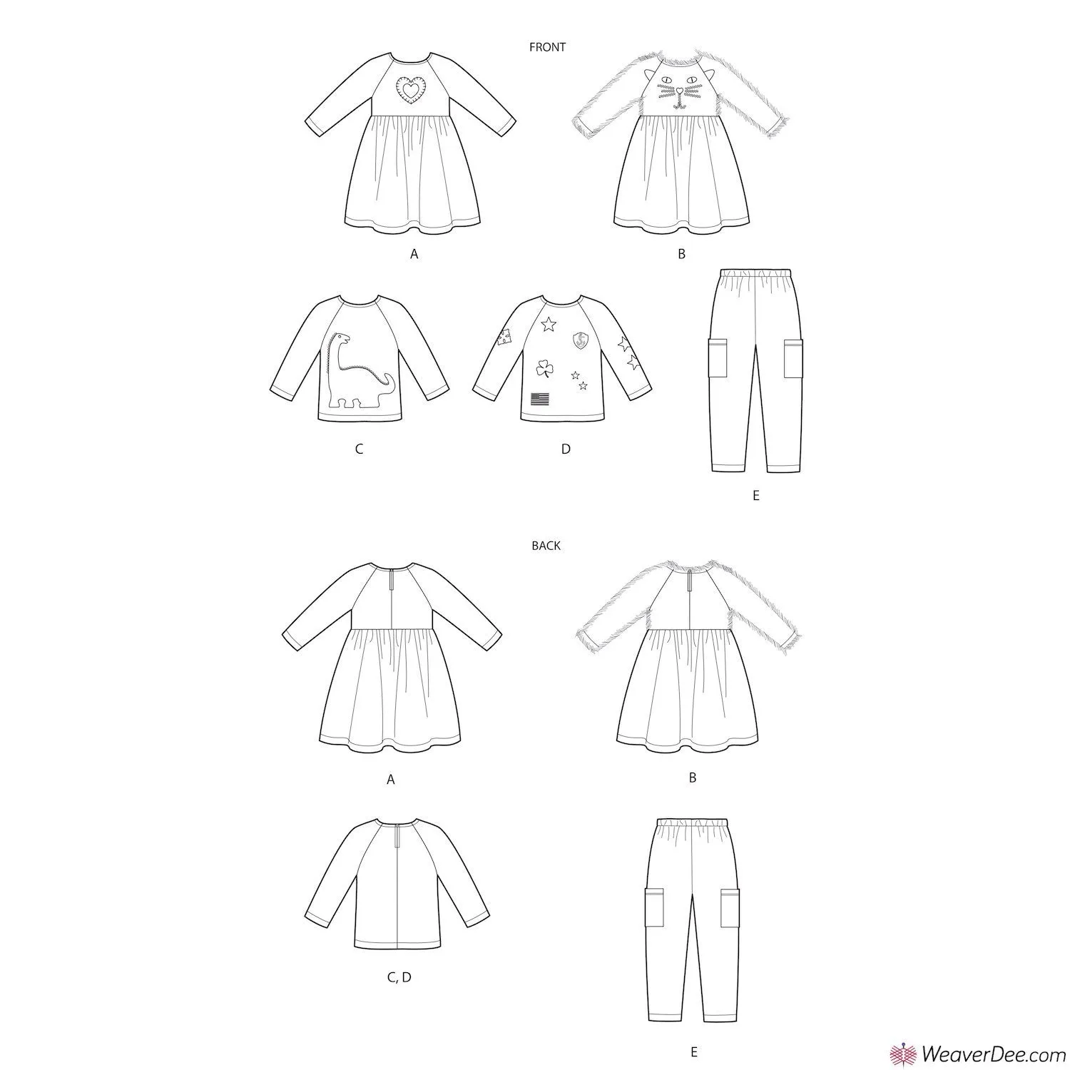 Simplicity Pattern S9023 Toddlers' Dresses, Top & Pants