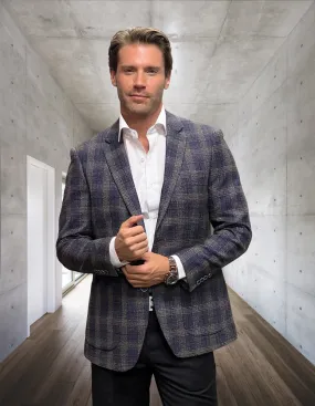 Single Jacket, Sports Coat. 100% Wool & Cashmere Italian Fabric. Super 180\'S| TROPEZ| Navy