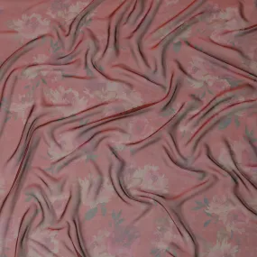 Soft Coral Red Floral Silk Chiffon Fabric, 110cm Width – Ideal for Delicate Spring and Summer Apparel-D20096