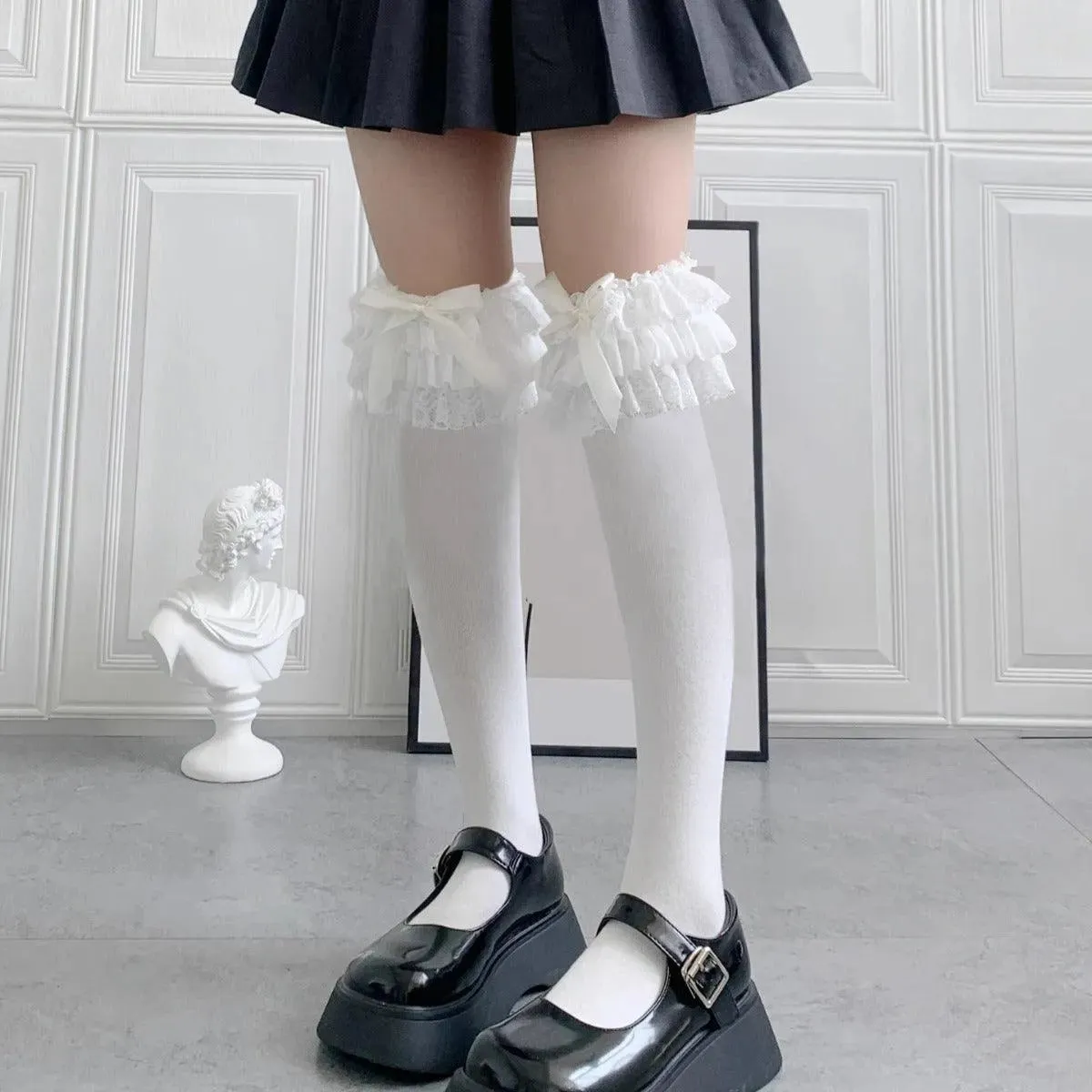 Solid Color Lolita Thigh High Socks | Sweet Lolita Outfits