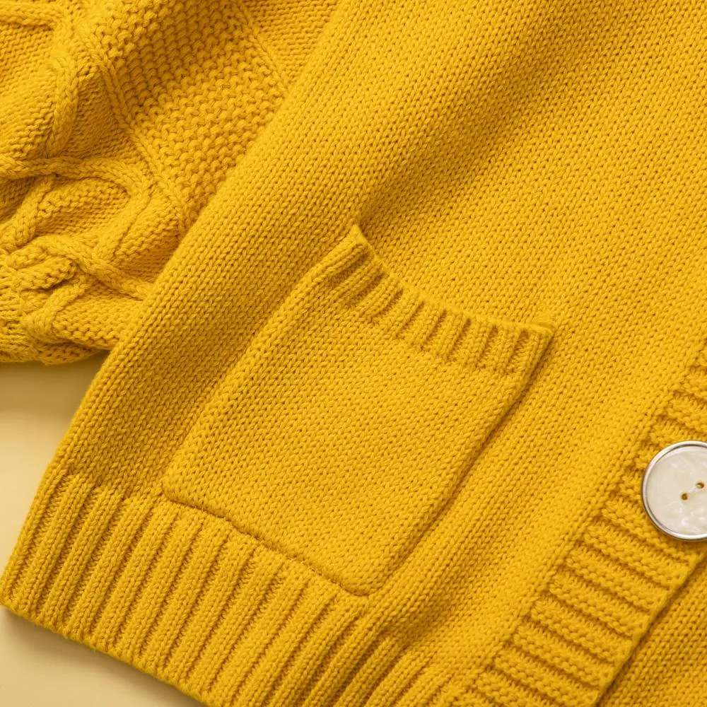 Spring and Autumn Girls' Coat Yellow Single Breasted Long Sleeve Top Wholesale Girls Clothes