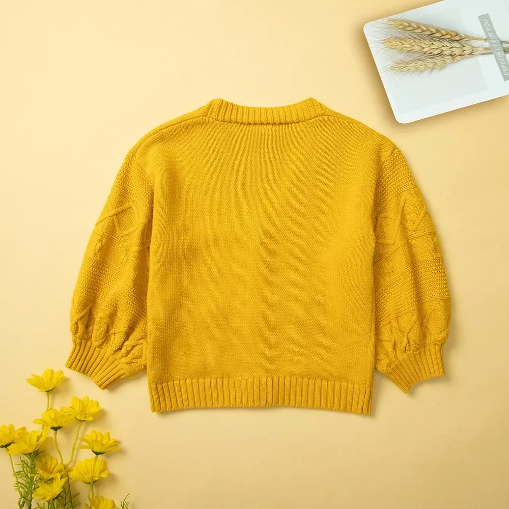 Spring and Autumn Girls' Coat Yellow Single Breasted Long Sleeve Top Wholesale Girls Clothes