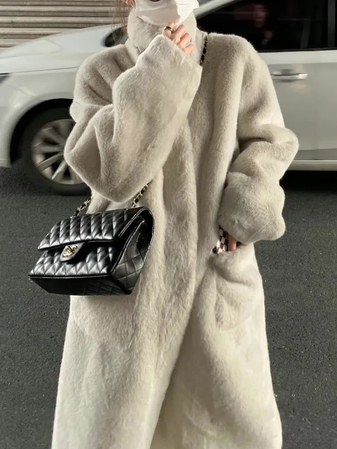 Stand Collar Fur Coat HL9593