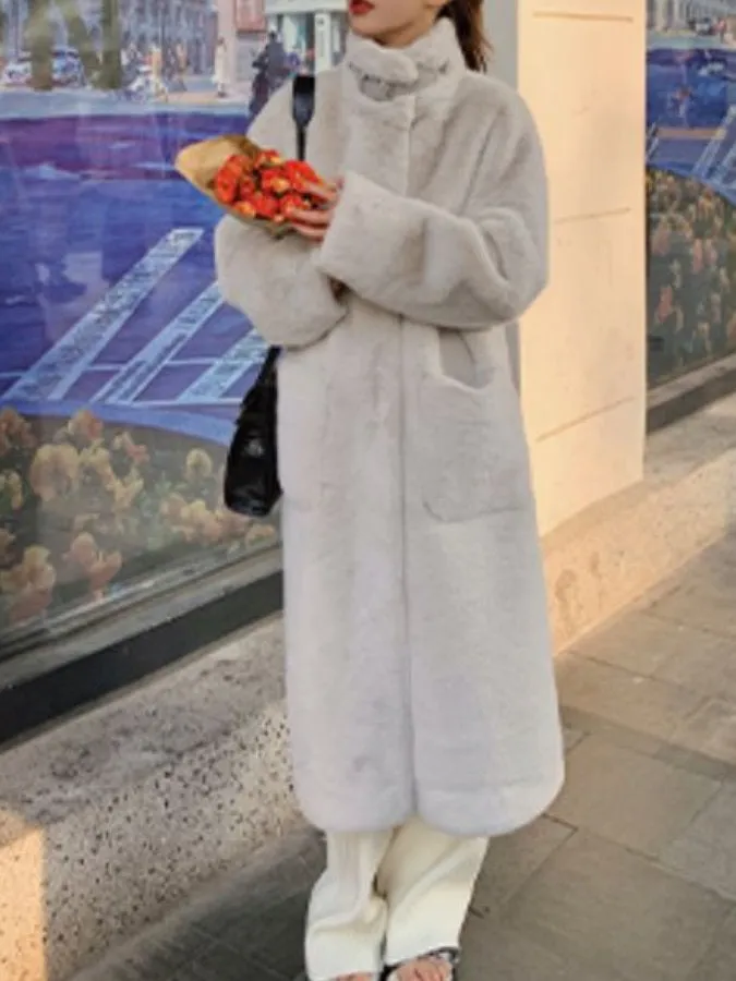Stand Collar Fur Coat HL9593