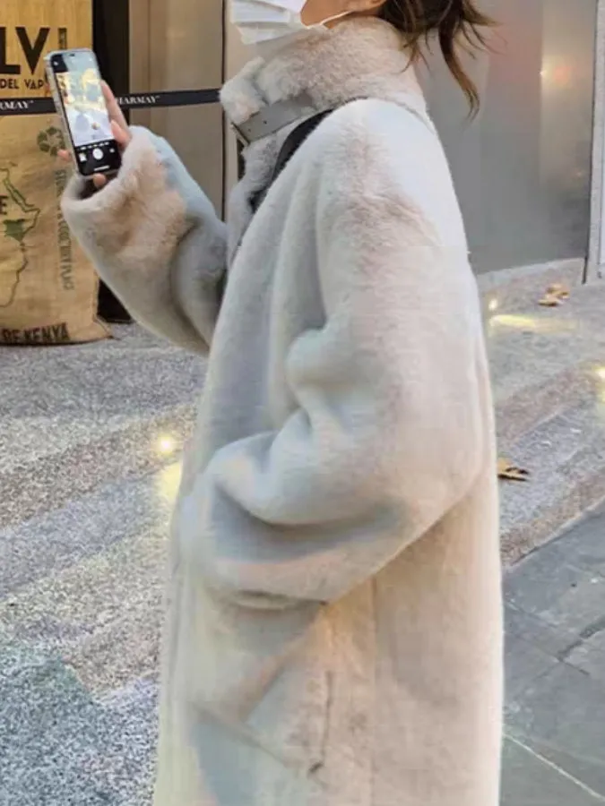 Stand Collar Fur Coat HL9593