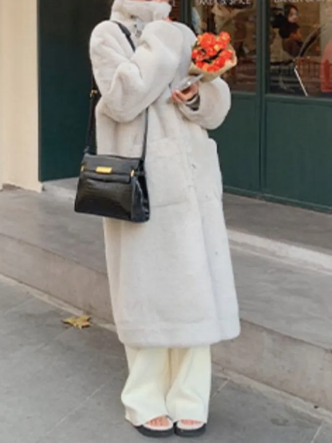 Stand Collar Fur Coat HL9593