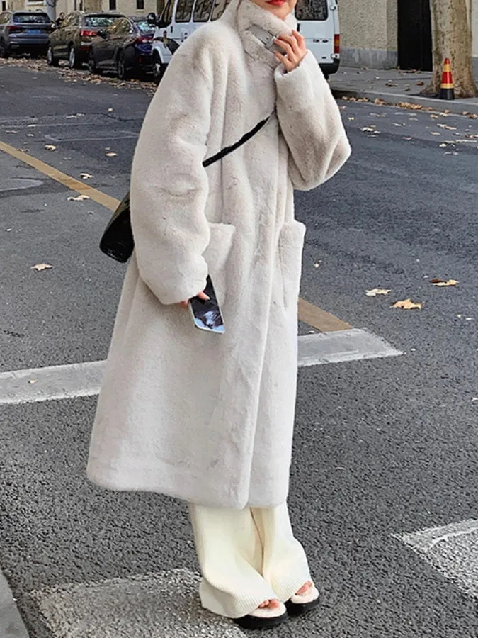 Stand Collar Fur Coat HL9593