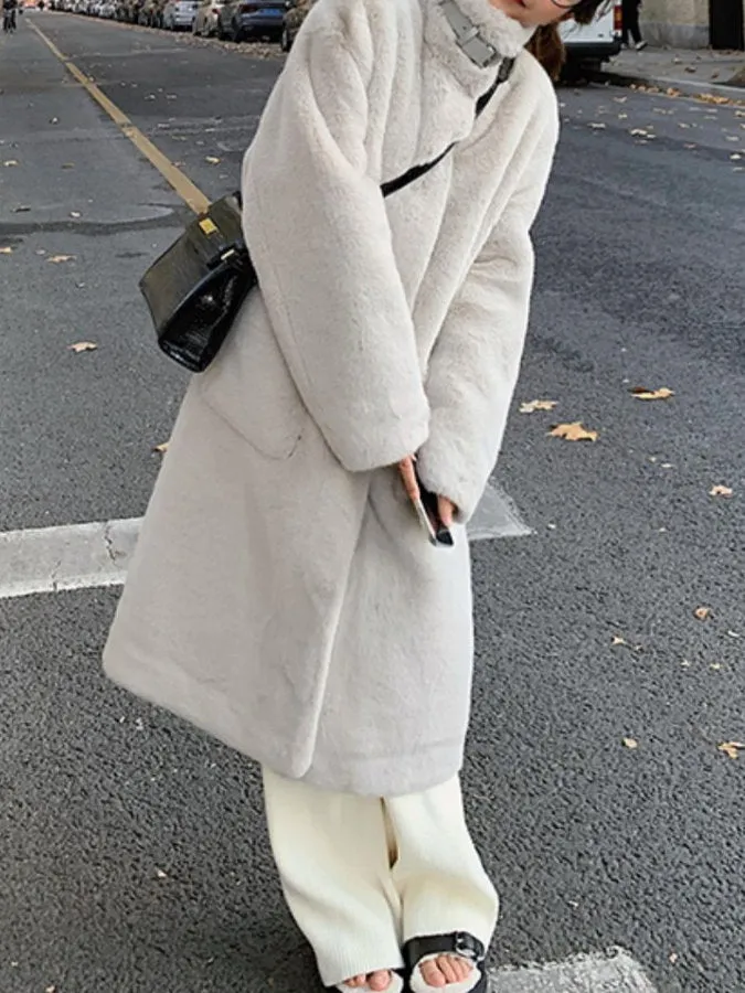 Stand Collar Fur Coat HL9593