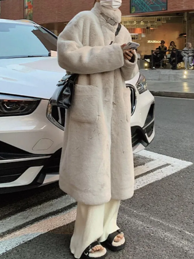Stand Collar Fur Coat HL9593