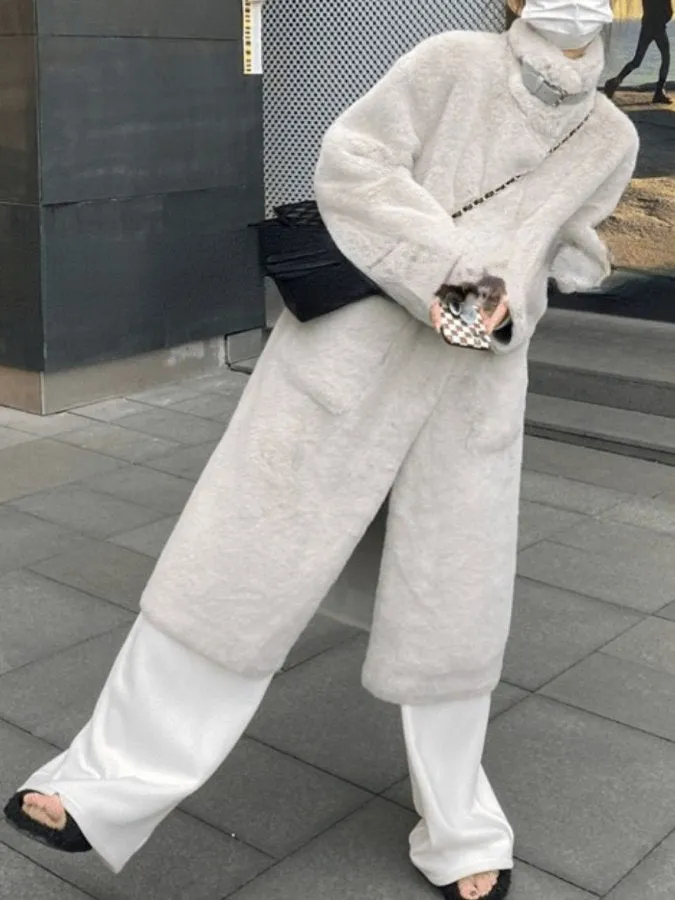 Stand Collar Fur Coat HL9593