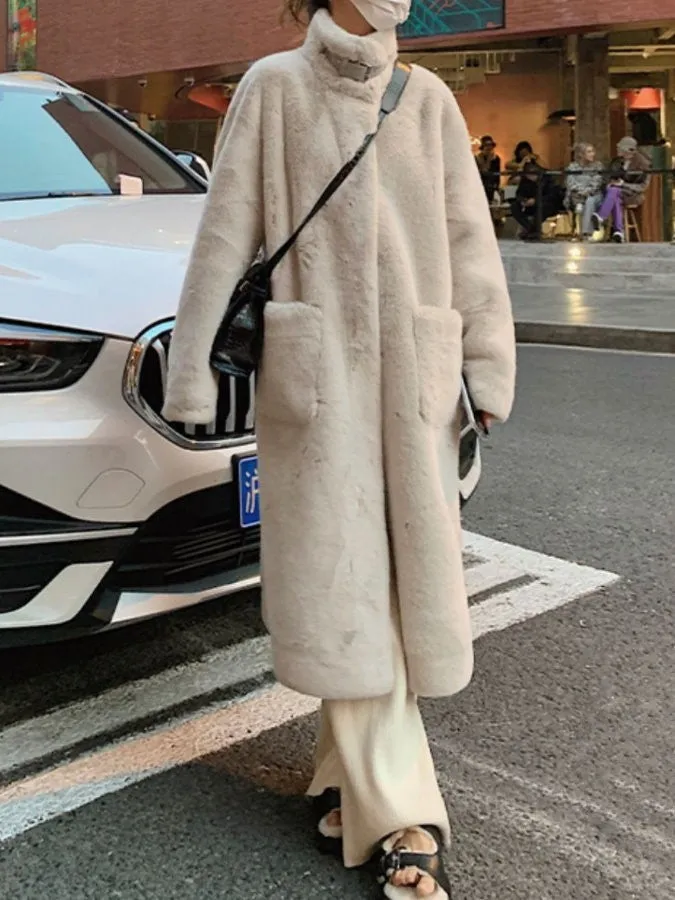 Stand Collar Fur Coat HL9593