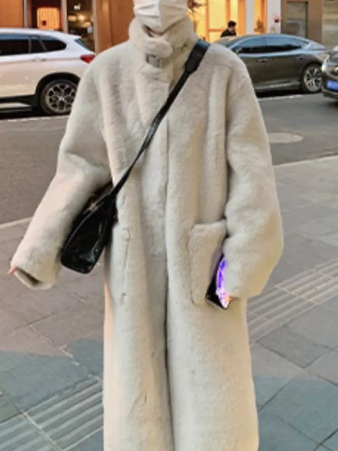 Stand Collar Fur Coat HL9593
