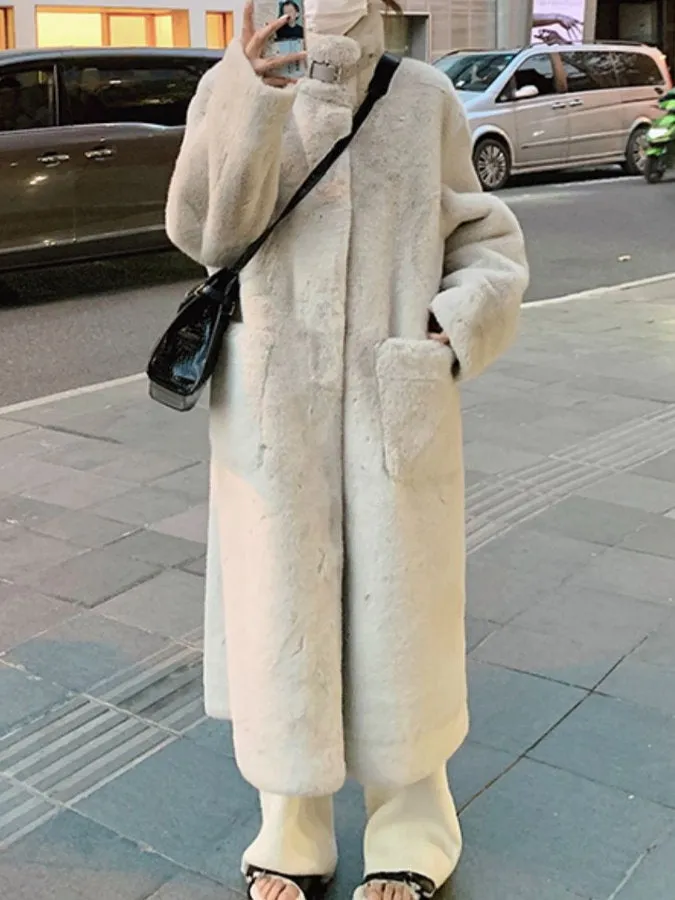 Stand Collar Fur Coat HL9593