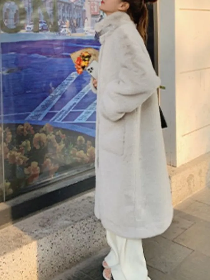 Stand Collar Fur Coat HL9593