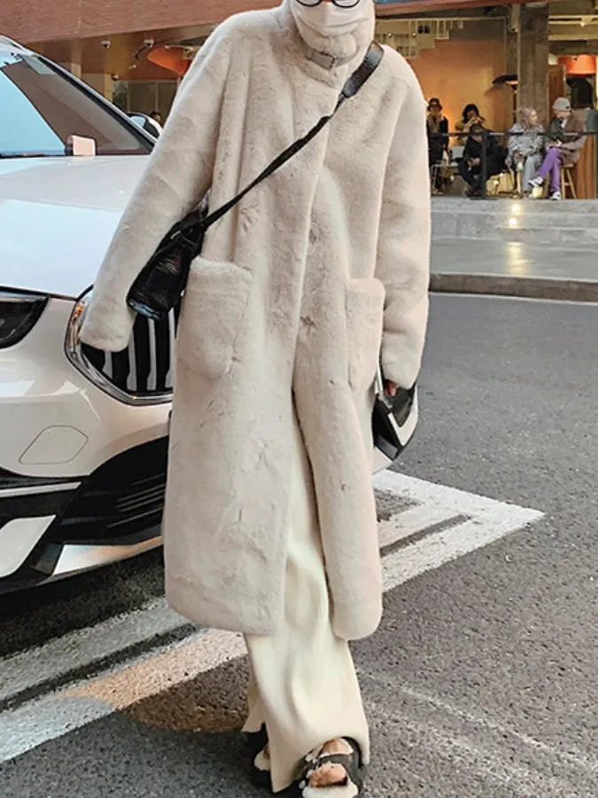 Stand Collar Fur Coat HL9593