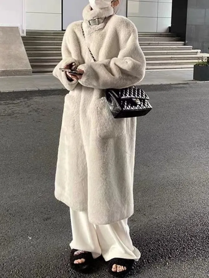 Stand Collar Fur Coat HL9593