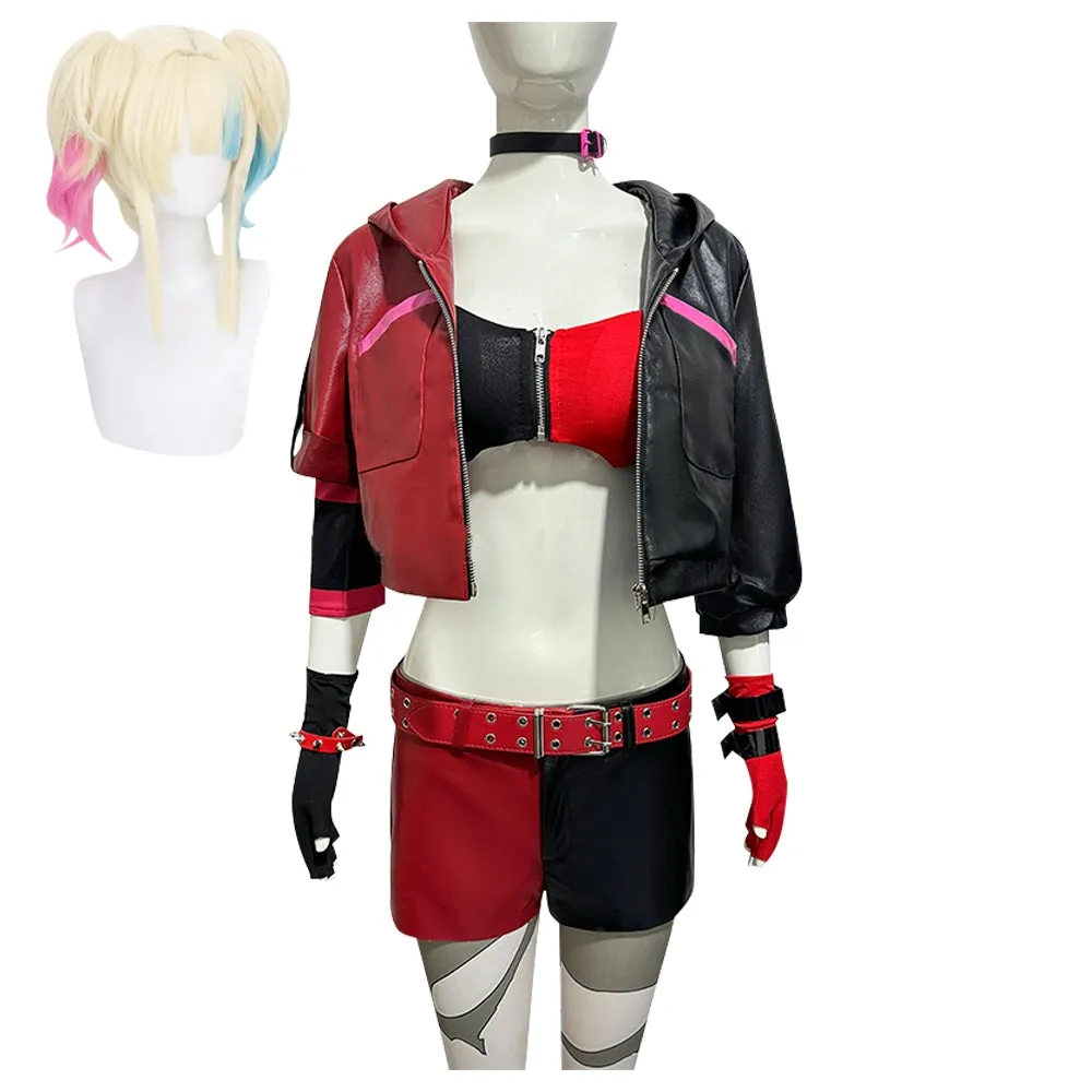 Suicide Squad Isekai 2024 Harley Quinn Women Red Suit Party Carnival Halloween Cosplay Costume