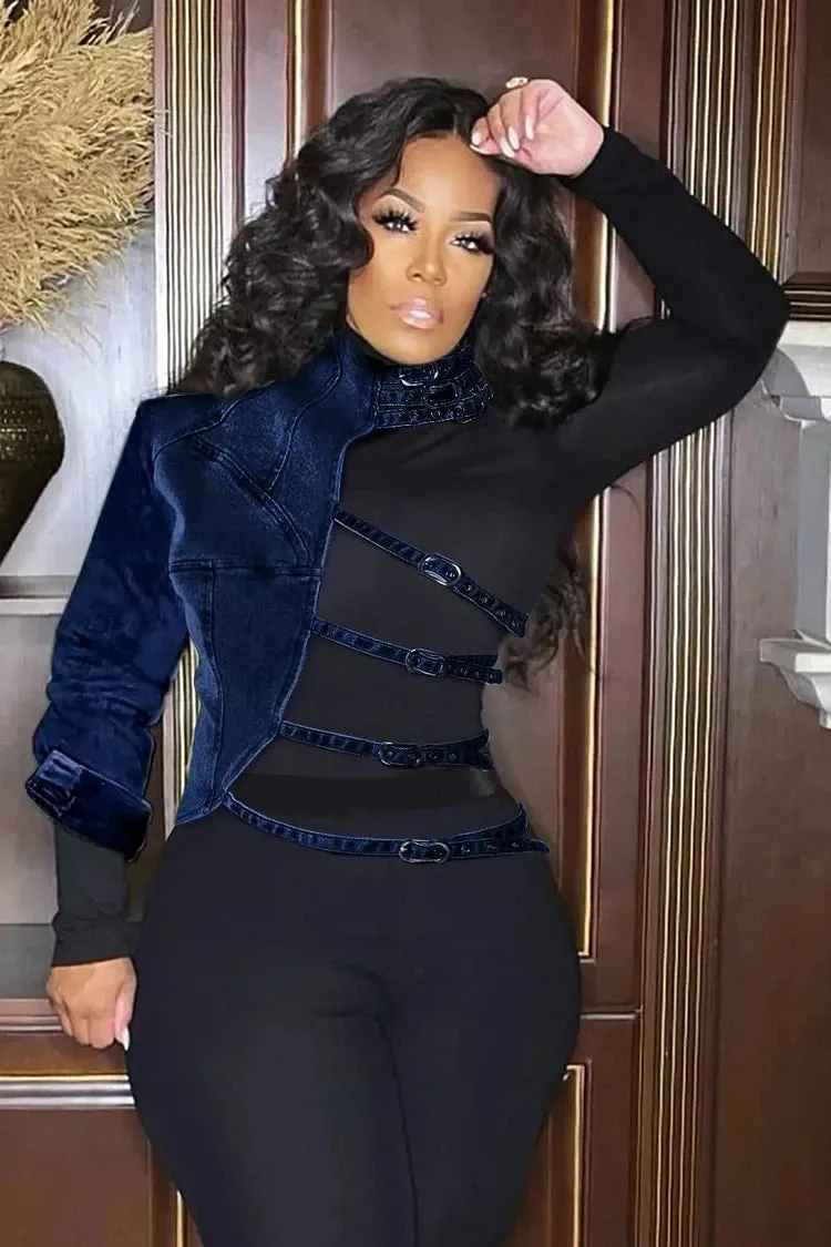 TEEK - Plus Size Denim One Shoulder Top