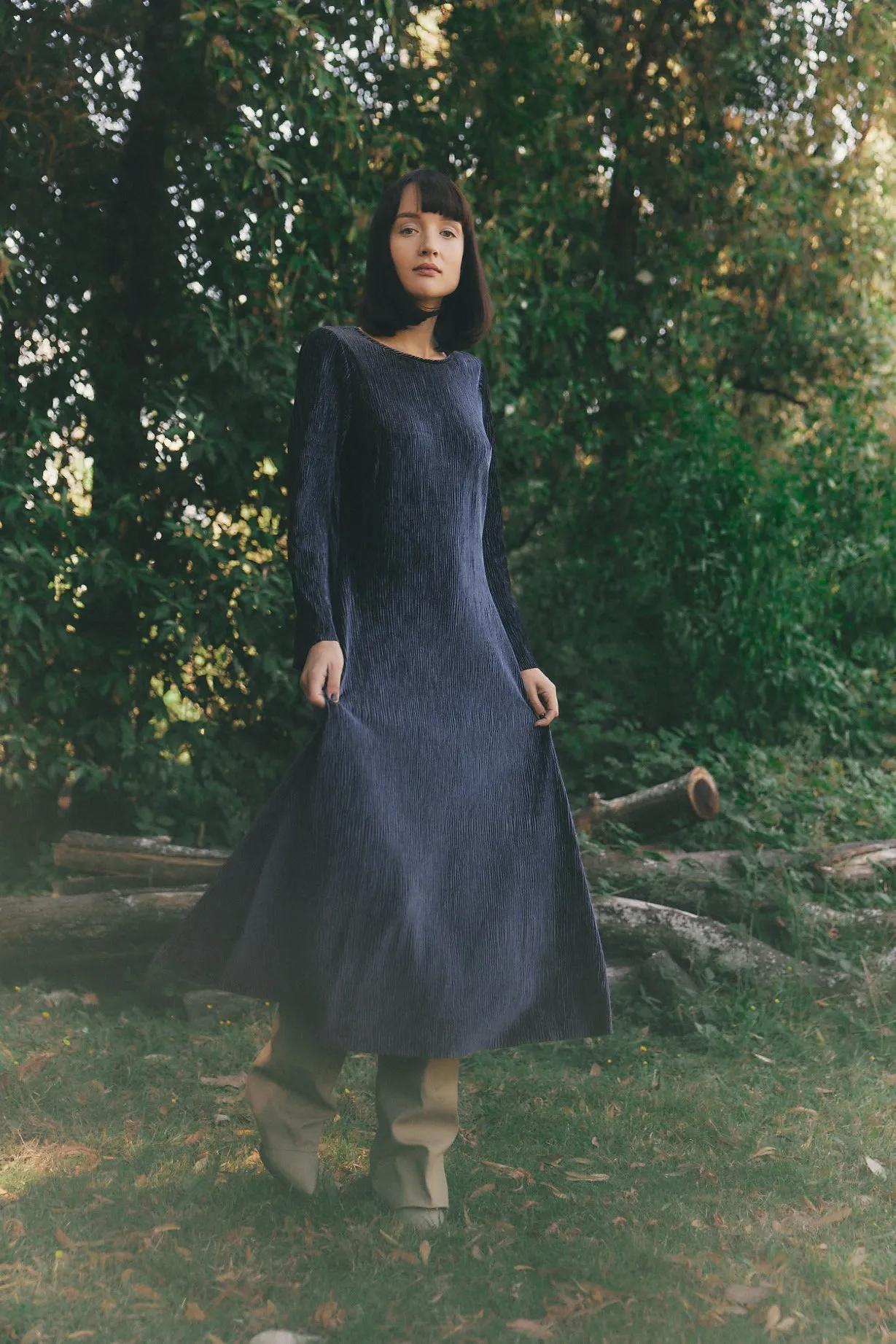 Texture Dress in Navy