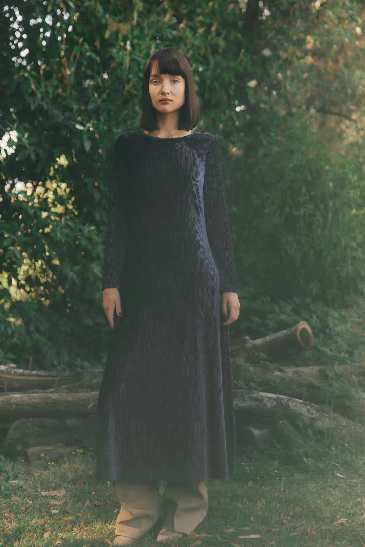 Texture Dress in Navy