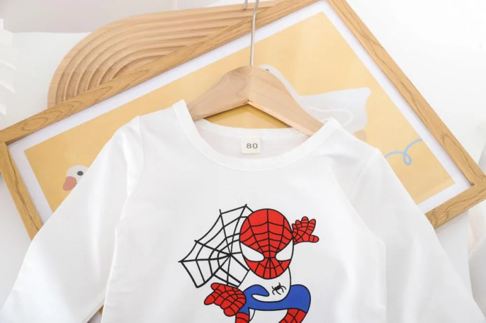 Three-piece Set Boys Spring And Autumn Western Style Cartoon Hooded Clothes Wholesale Baby Boy Clothes