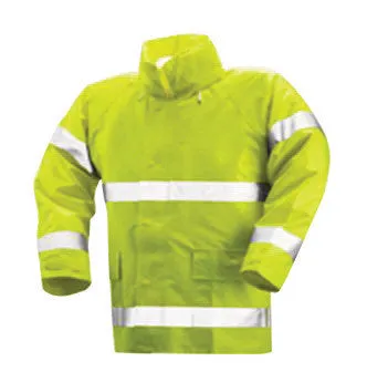 Tingley 2X 32" Fluorescent Yellow/Green Comfort-Brite 14 mil PVC And Polyester Class 3 Level 2 Flame Resistant Rain Jacket With Storm Fly Front And Zipper Closure, Riveted