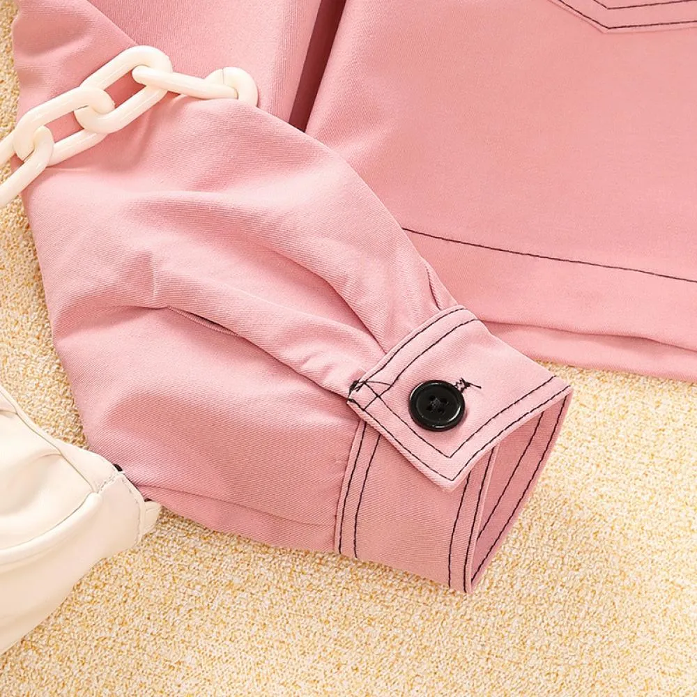 Toddler Girls Autumn Top Color-blocked Long-sleeved Coat Wholesale Girls Clothes