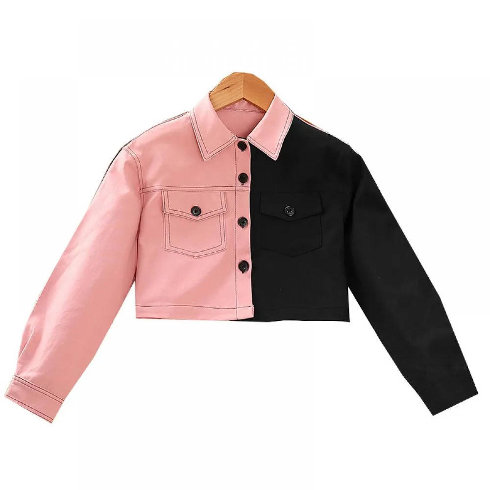 Toddler Girls Autumn Top Color-blocked Long-sleeved Coat Wholesale Girls Clothes